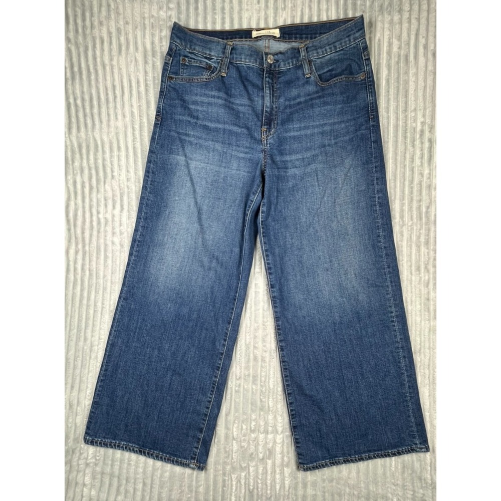 Gap Jeans Women's 12R Wide Leg High Rise Medium Wash‎ 34x27 Comfort Preppy
